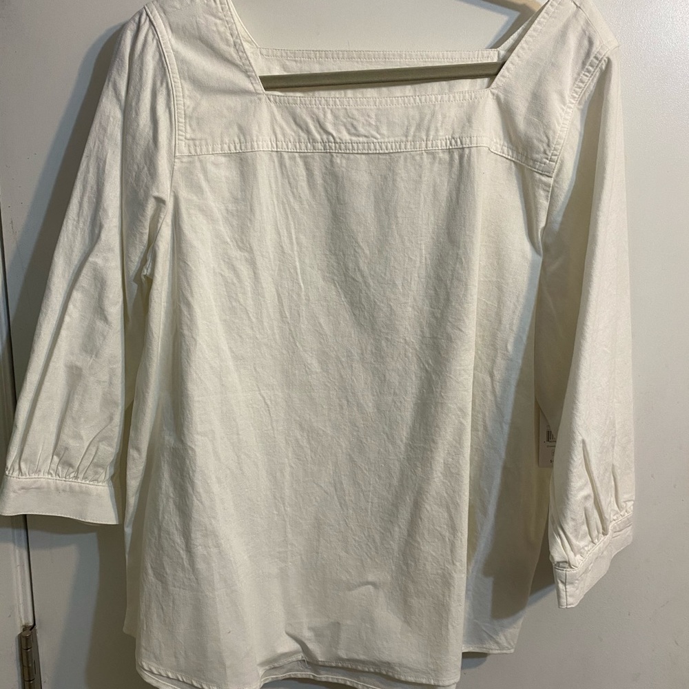 Pull over white cotton sleeve long top